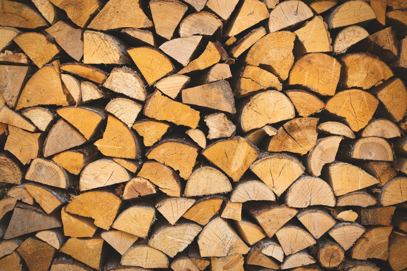 Neatly stacked firewood